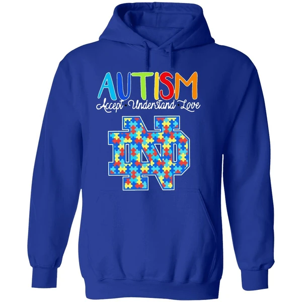 Autism Accept Understand Love Notre Dame Fighting Irish Hoodie - Image 7