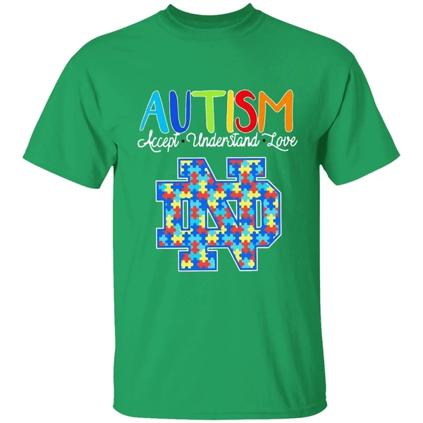 Autism Accept Understand Love Notre Dame Fighting Irish Shirt - Image 2