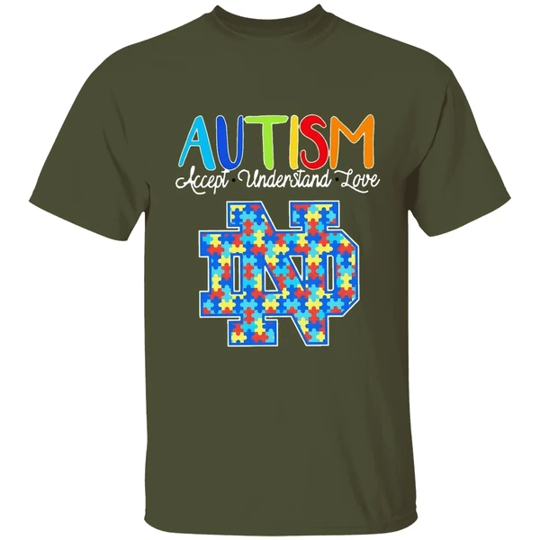 Autism Accept Understand Love Notre Dame Fighting Irish Shirt - Image 4