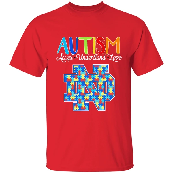 Autism Accept Understand Love Notre Dame Fighting Irish Shirt - Image 7