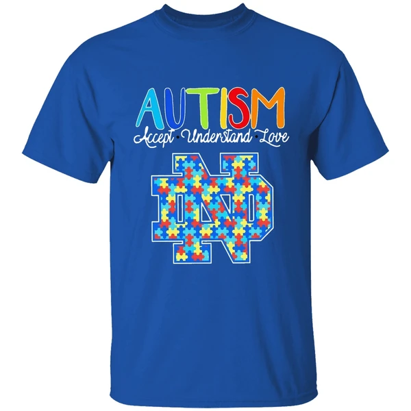 Autism Accept Understand Love Notre Dame Fighting Irish Shirt - Image 8