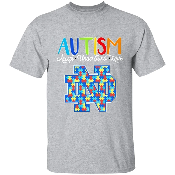 Autism Accept Understand Love Notre Dame Fighting Irish Shirt - Image 9