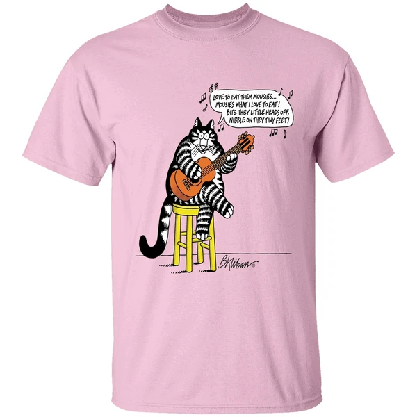 B Kliban Cat Guitar Love To Eat Them Movies Shirt - Image 2