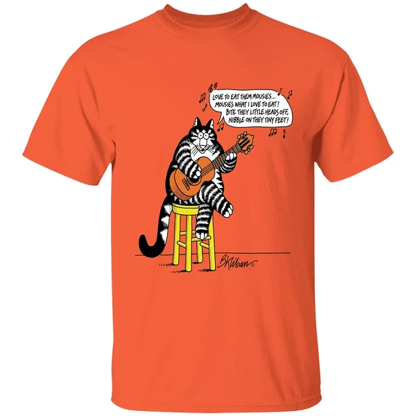 b kliban cat guitar love to eat them movies shirt orange