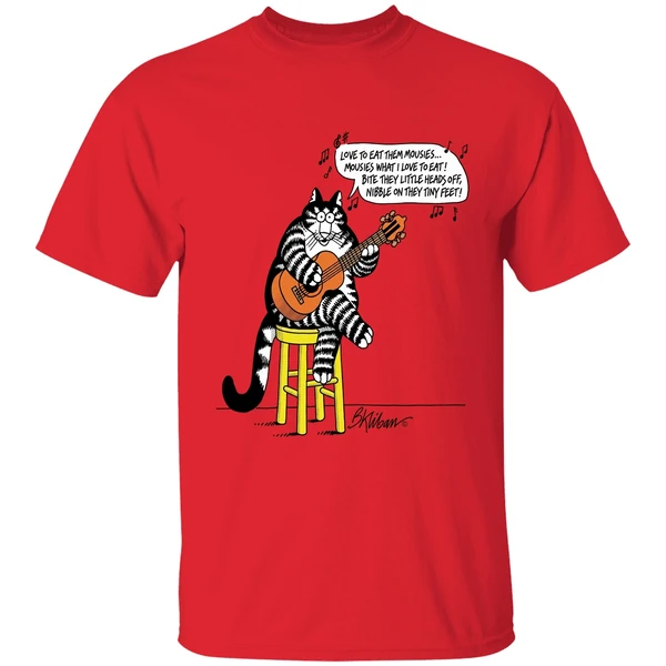 B Kliban Cat Guitar Love To Eat Them Movies Shirt - Image 4