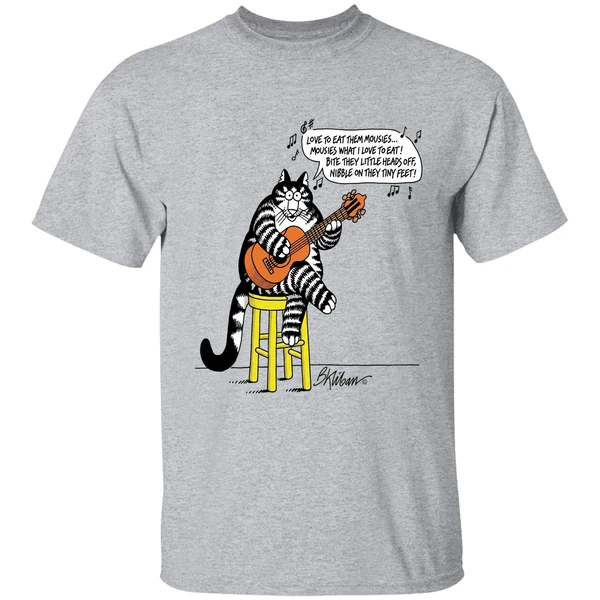 b kliban cat guitar love to eat them movies shirt sportgrey