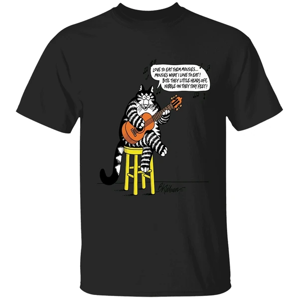 B Kliban Cat Guitar Love To Eat Them Movies Shirt - Image 7