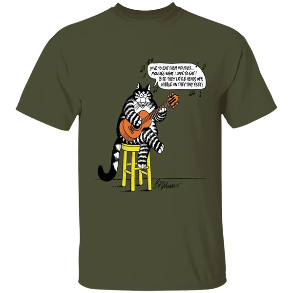 B Kliban Cat Guitar Love To Eat Them Movies Shirt - Image 9