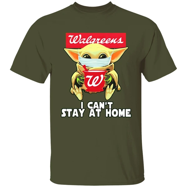 Baby Yoda Face Mask Walgreens Cant Stay At Home Shirt - Image 3