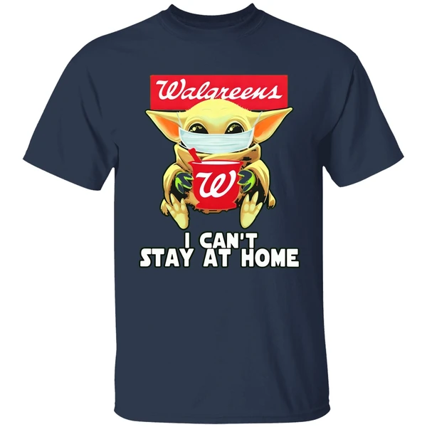 Baby Yoda Face Mask Walgreens Cant Stay At Home Shirt - Image 4