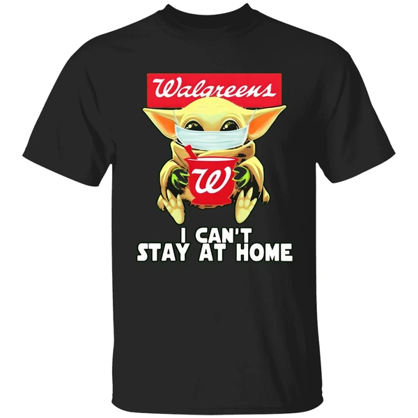 Baby Yoda Face Mask Walgreens Cant Stay At Home Shirt - Image 9