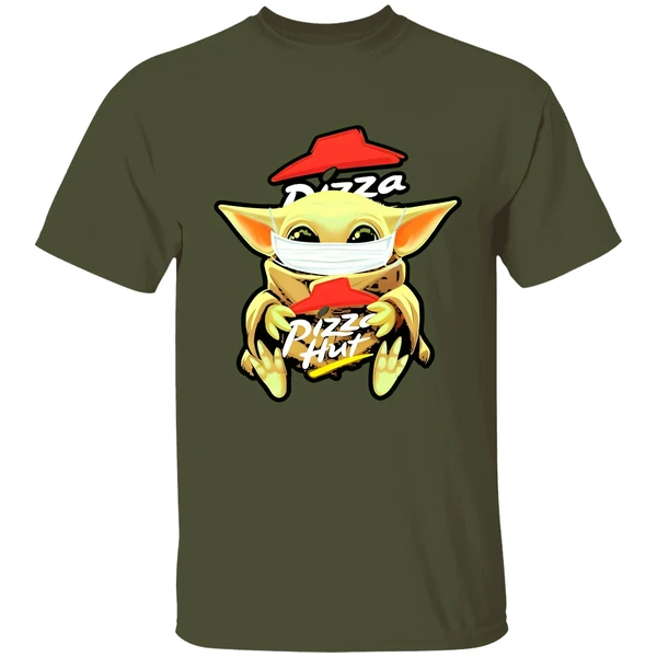 Baby Yoda Wear Mask Hug Pizza Hut Coronavirus Shirt - Image 3