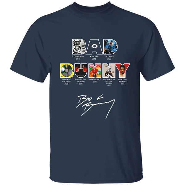 bad bunny all albums and tours 2016 2025 shirt navy