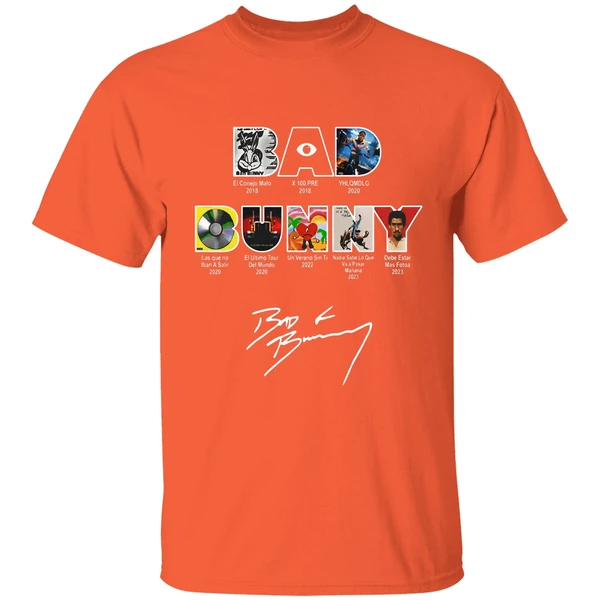 bad bunny all albums and tours 2016 2025 shirt orange