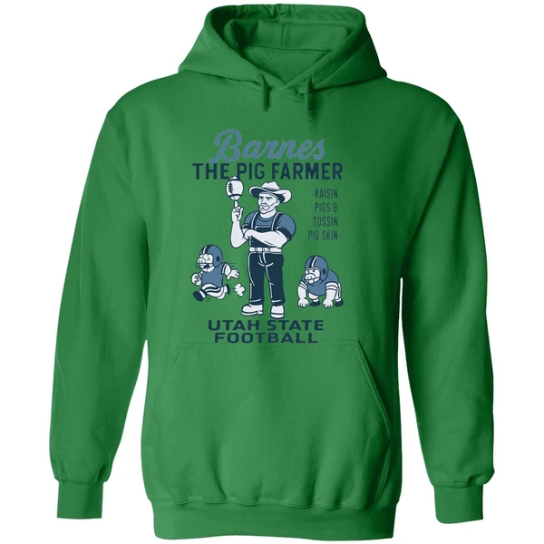 Barnes The Pig Farmer Raisin Pigs And Tossin Pig Skin Utah State Football Hoodie - Image 2