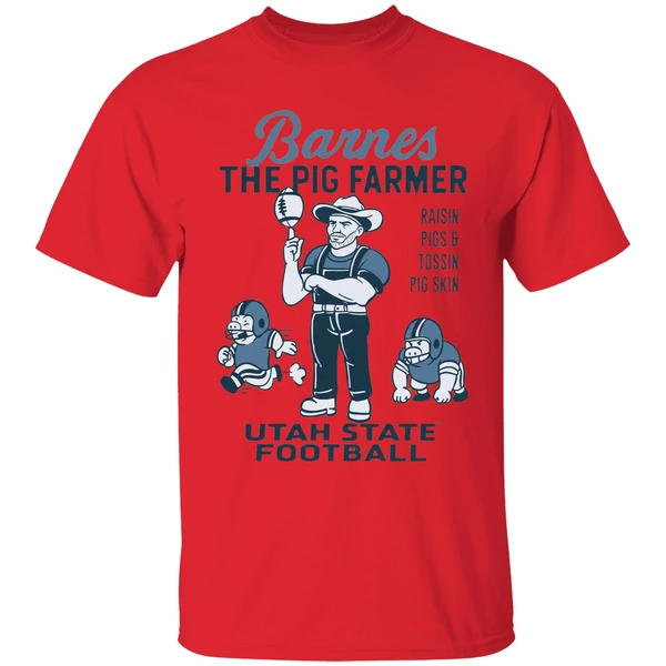 Barnes The Pig Farmer Raisin Pigs And Tossin Pig Skin Utah State Football Shirt - Image 4
