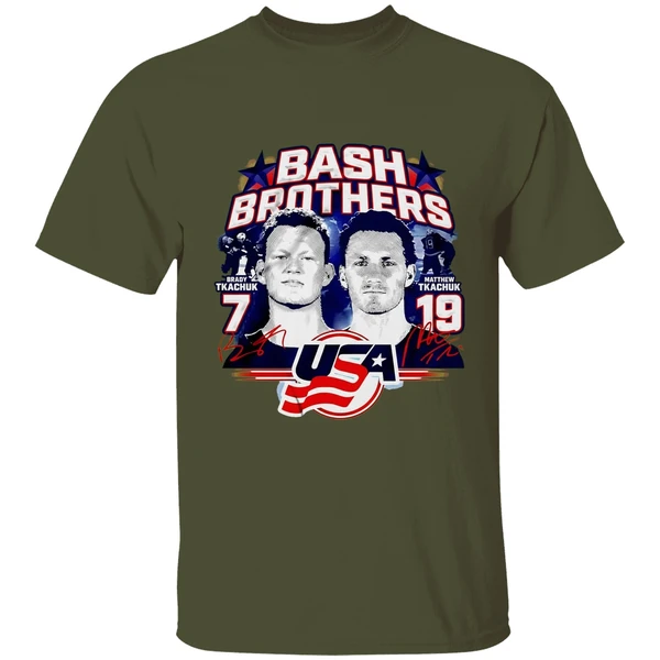 bash brothers brady tkachuk and matthew tkachuk usa hockey shirt militarygreen