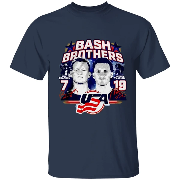 bash brothers brady tkachuk and matthew tkachuk usa hockey shirt navy