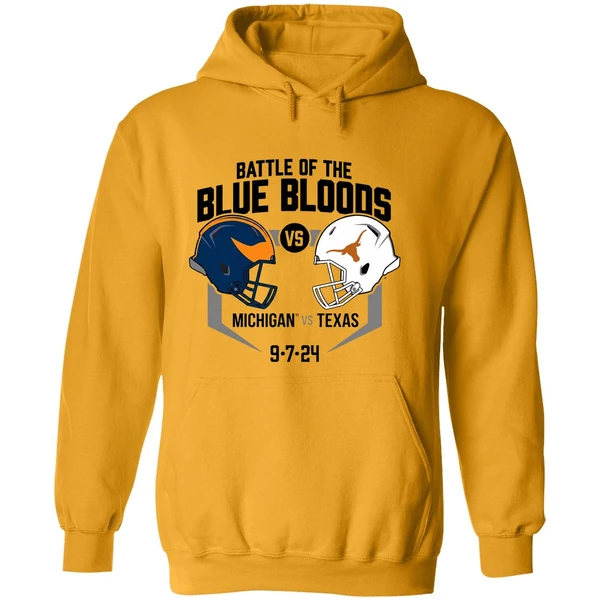 Battle Of Blue Bloods Michigan Wolverines Vs Texas Longhorns The Big House 9 7 2024 Hoodie