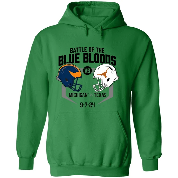 Battle Of Blue Bloods Michigan Wolverines Vs Texas Longhorns The Big House 9 7 2024 Hoodie - Image 2