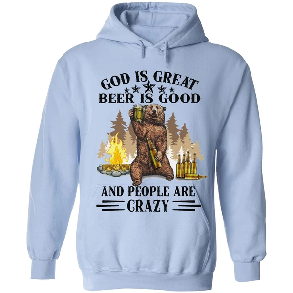 Bear God Is Great Beer Is Good Hoodie - Image 3