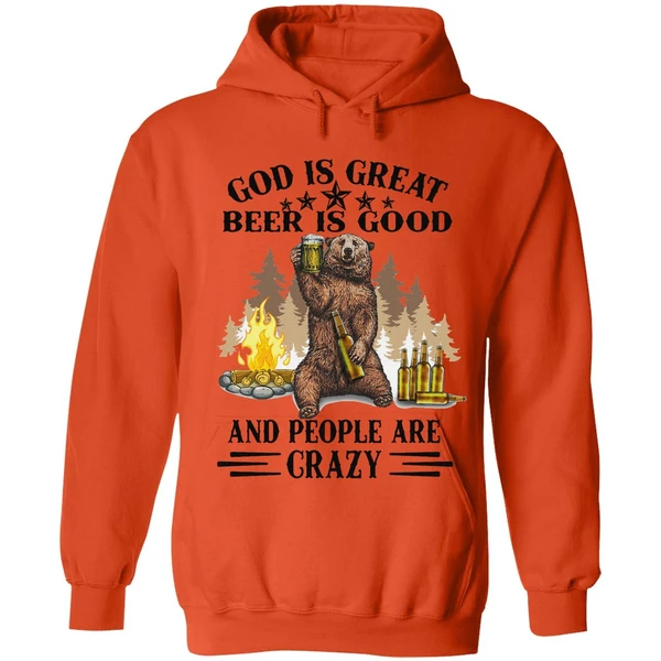 Bear God Is Great Beer Is Good Hoodie - Image 5