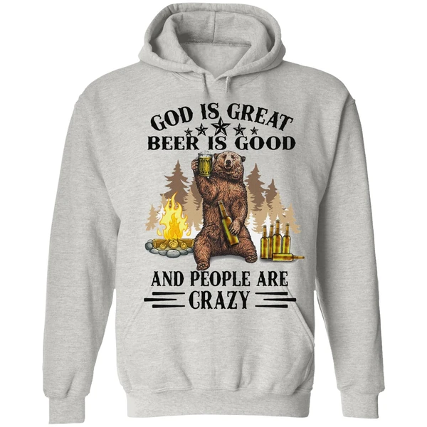 Bear God Is Great Beer Is Good Hoodie - Image 7