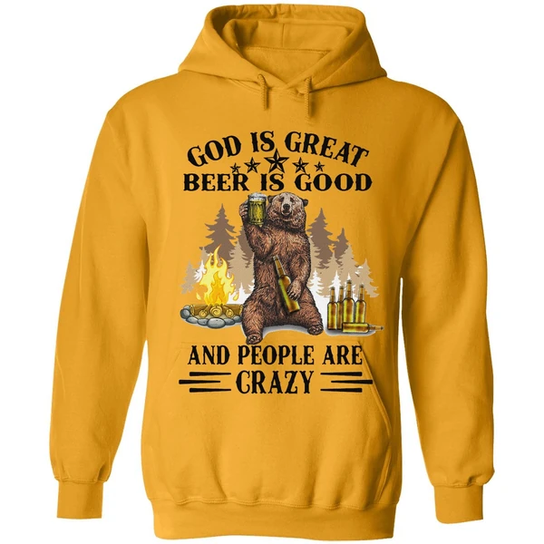 Bear God Is Great Beer Is Good Hoodie - Image 9
