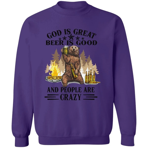 Bear God Is Great Beer Is Good Sweatshirt - Image 6
