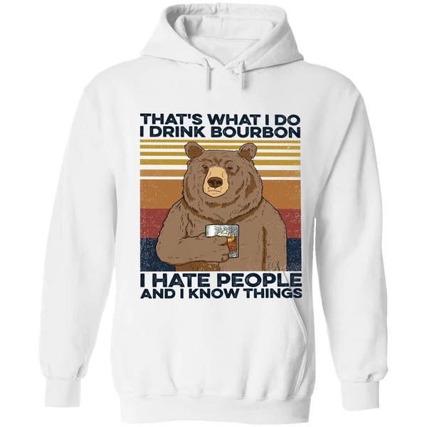 Bear That's What I Do I Drink Bourbon Hoodie - Image 6