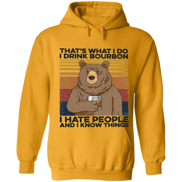Bear That's What I Do I Drink Bourbon Hoodie - Image 9