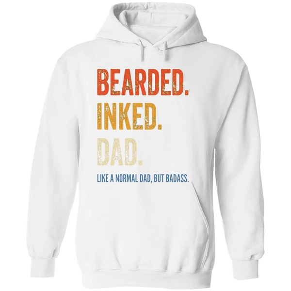Bearded Inked Dad Like A Normal Dad But Badass Hoodie - Image 8