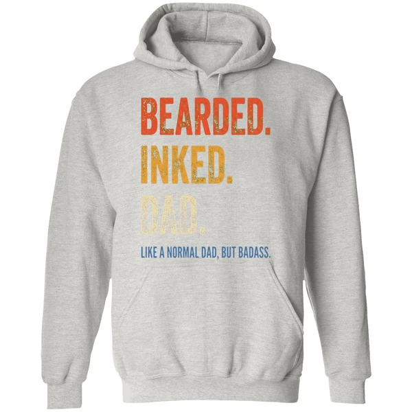 Bearded Inked Dad Like A Normal Dad But Badass Hoodie - Image 9