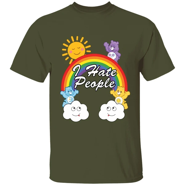 bears rainbow i hate people shirt militarygreen
