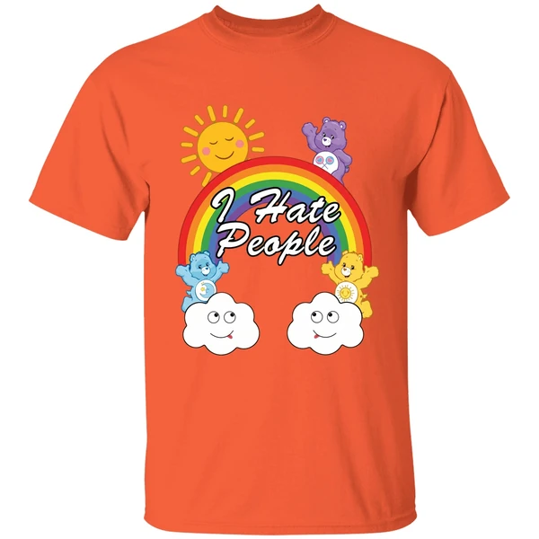 bears rainbow i hate people shirt orange
