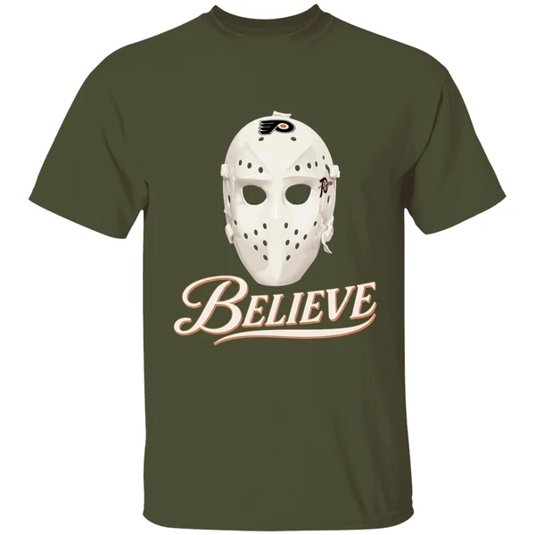 believe mask philadelphia flyers shirt militarygreen