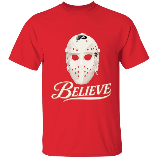 Believe Mask Philadelphia Flyers Shirt - Image 7