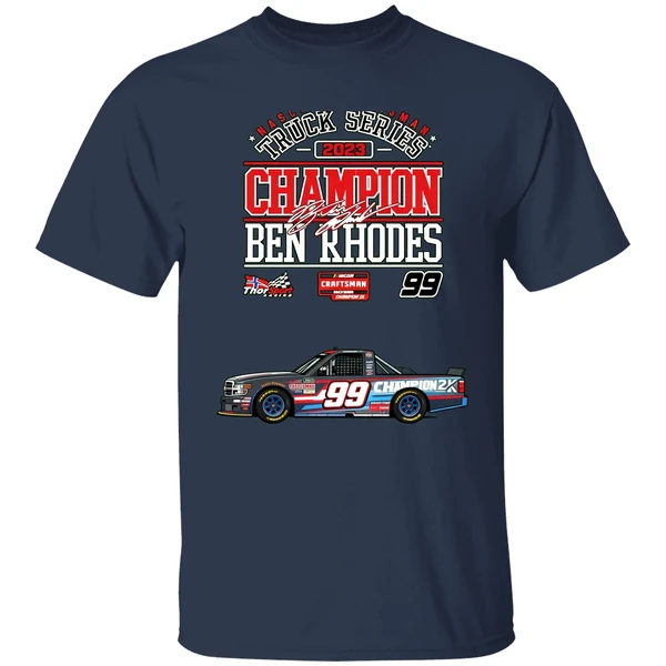 Ben Rhodes Checkered Flag Sports 2023 Nascar Craftsman Truck Series Champion Shirt - Image 4