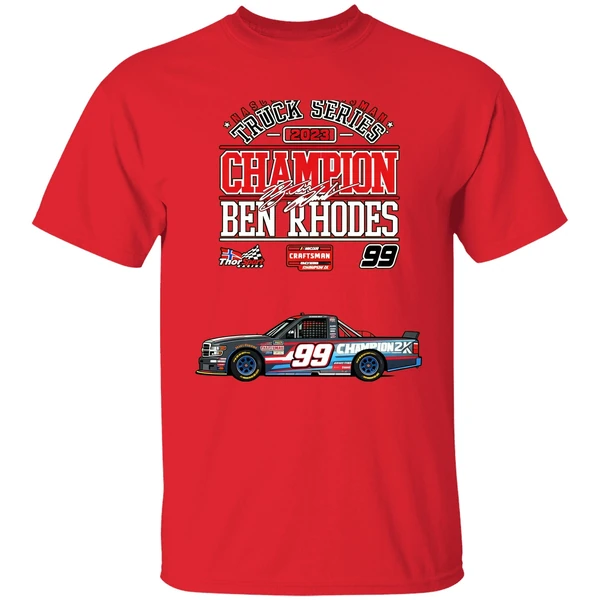 Ben Rhodes Checkered Flag Sports 2023 Nascar Craftsman Truck Series Champion Shirt - Image 6