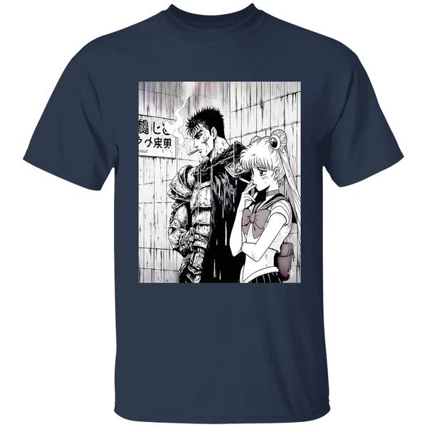 berserk sailor moon smoking shirt navy
