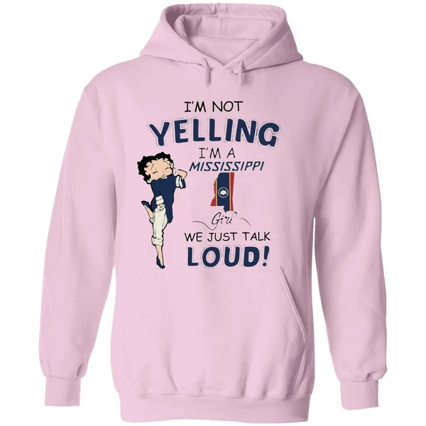 Betty Boop Im Not Yelling Im A Map Mississippi Flag Girl We Just Talk Loud Hoodie - Image 5