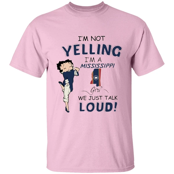 Betty Boop Im Not Yelling Im A Map Mississippi Flag Girl We Just Talk Loud Shirt - Image 2