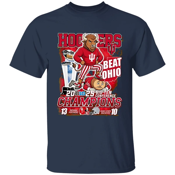 big ten conference champions indiana hoosiers beat ohio state buckeyes shirt navy