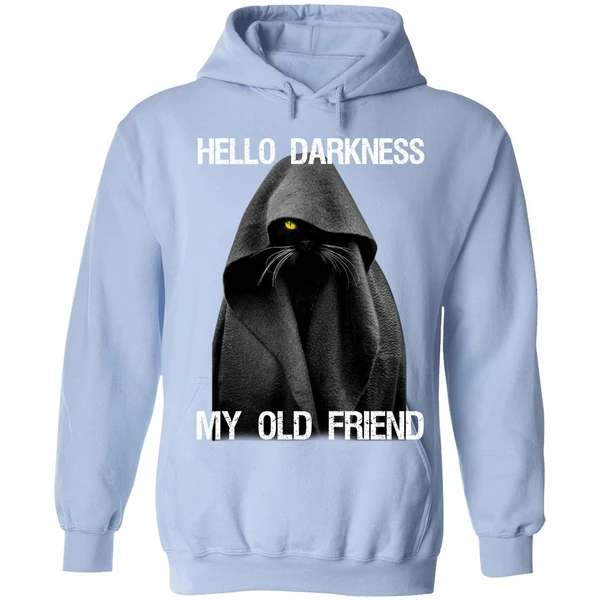Black Cat Hello Darkness My Old Friend Hoodie - Image 3