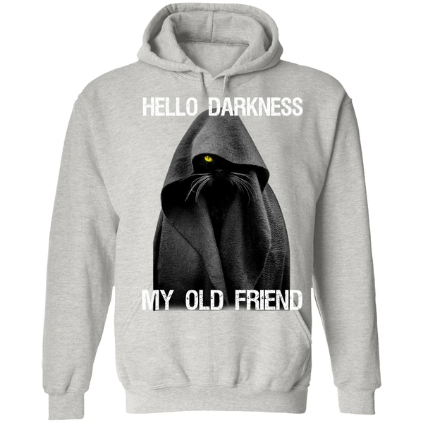 Black Cat Hello Darkness My Old Friend Hoodie - Image 7
