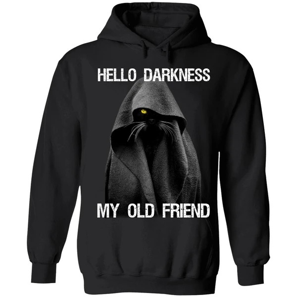 Black Cat Hello Darkness My Old Friend Hoodie - Image 8