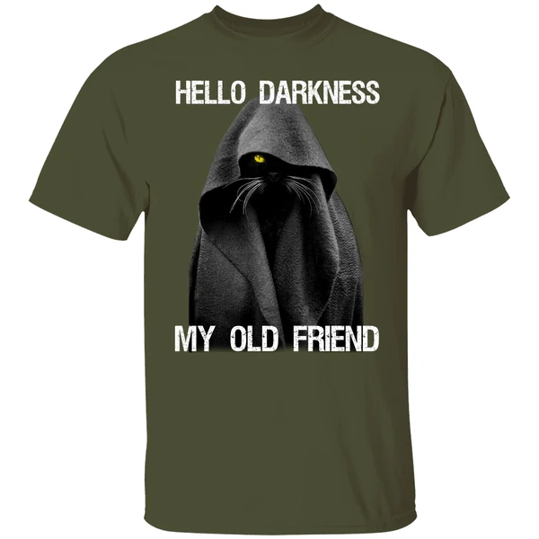 Black Cat Hello Darkness My Old Friend Shirt - Image 3