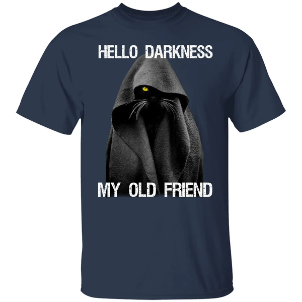 Black Cat Hello Darkness My Old Friend Shirt - Image 4