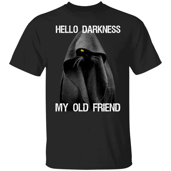 Black Cat Hello Darkness My Old Friend Shirt - Image 9