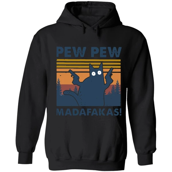 Black Cat Pewpew Madafakas Hoodie - Image 8